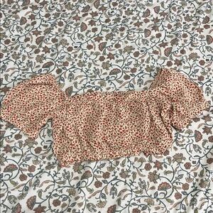 PacSun Red Floral Puff Sleeve Top